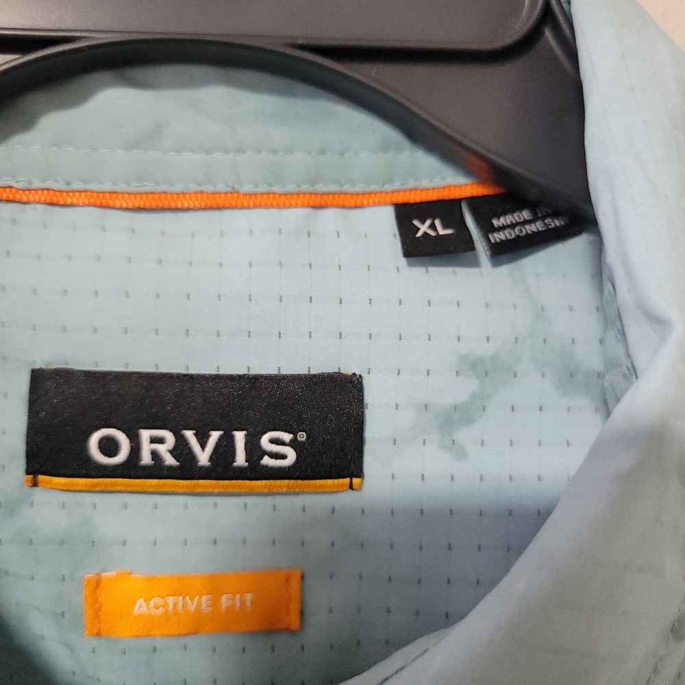 Orvis Active Fit Tropic Tech Shirt Mens XL Blue Camo Fishing Performance - Picture 3 of 8
